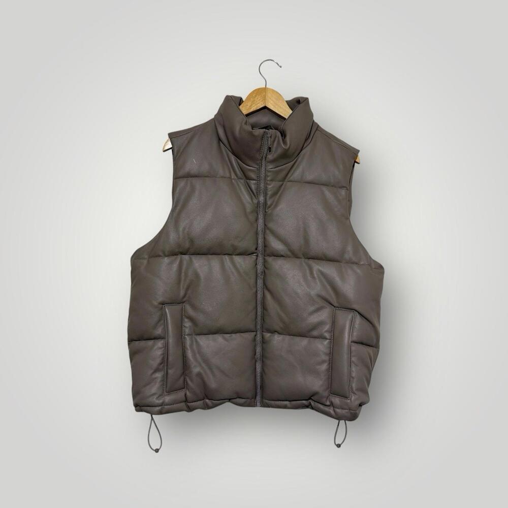 Hollister Faux Leather Puffer Vest Size L Women’s